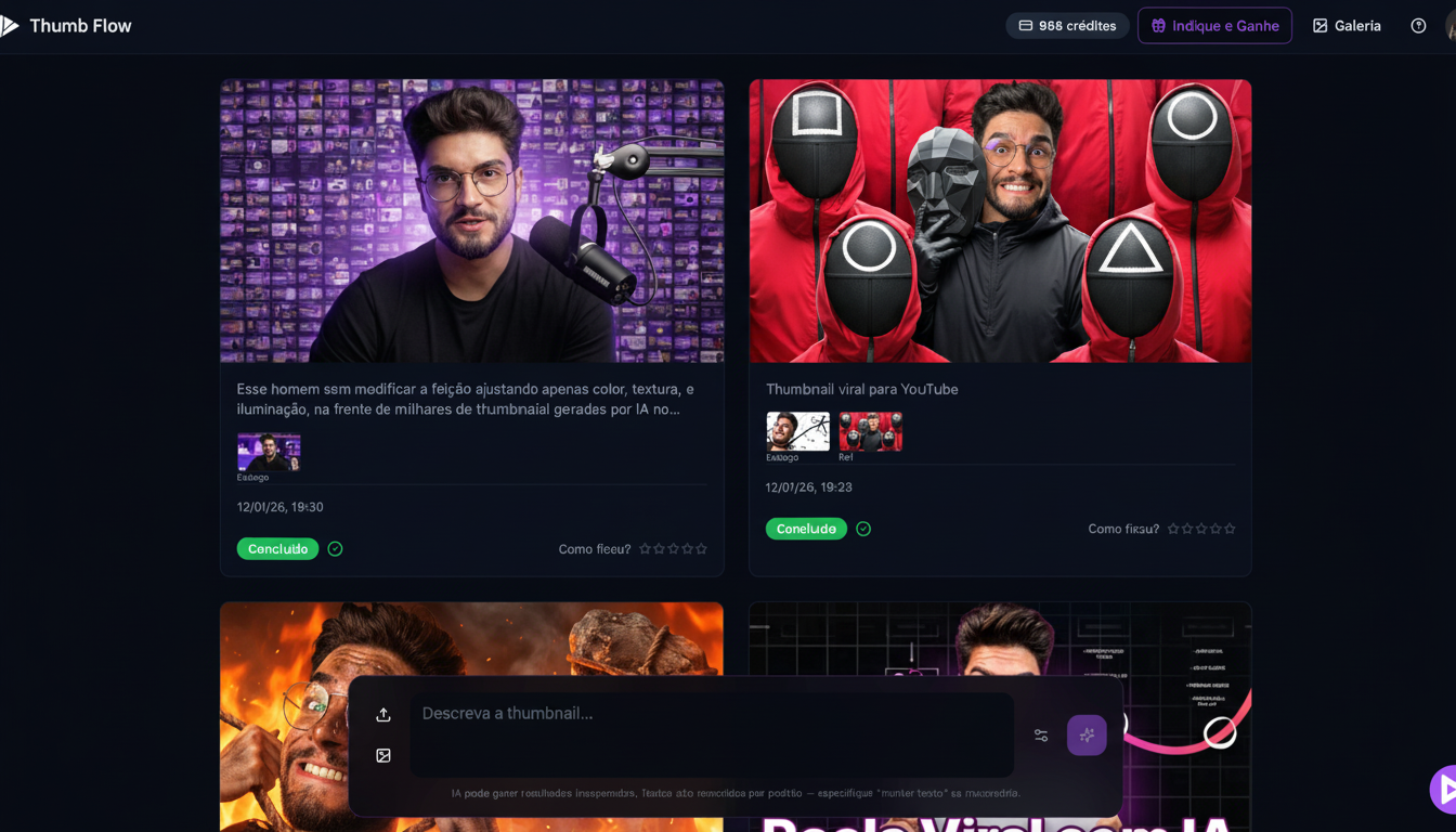 ThumbFlow - Crie Thumbnails Profissionais em 2 Minutos com IA